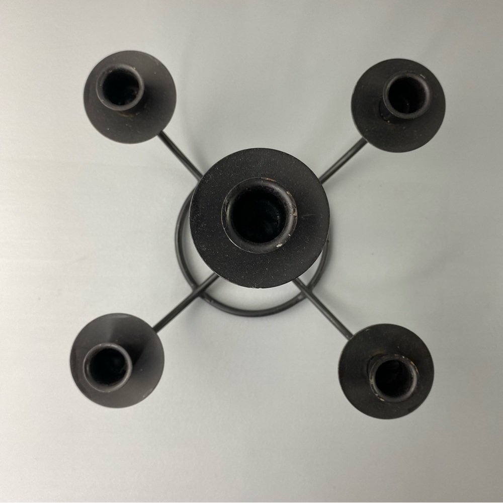 5 Arm Black Metal Taper Centerpiece Candleholder - Picture 3 of 6